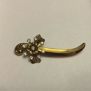 Vintage Coro Gold Tone Sword Brooch